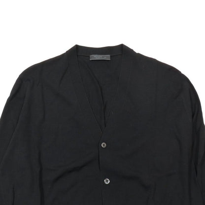 Prada 100% Wool Knit Cardigan Sweater Long Sleeve V Neck High Gauge Light Hand