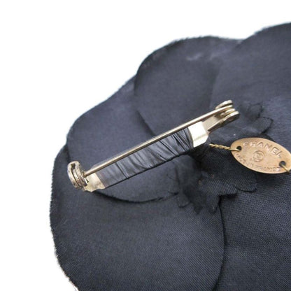 Chanel Camellia Corsage Pin Brooch Accessory Flower Motif Black Ladies Used