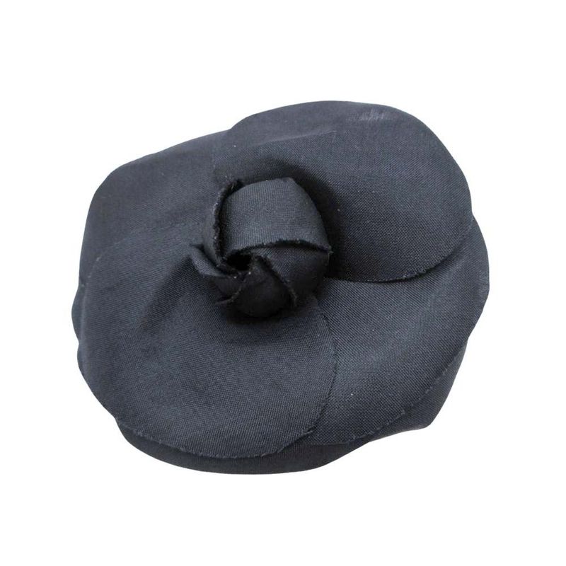 Chanel Camellia Corsage Pin Brooch Accessory Flower Motif Black Ladies Used