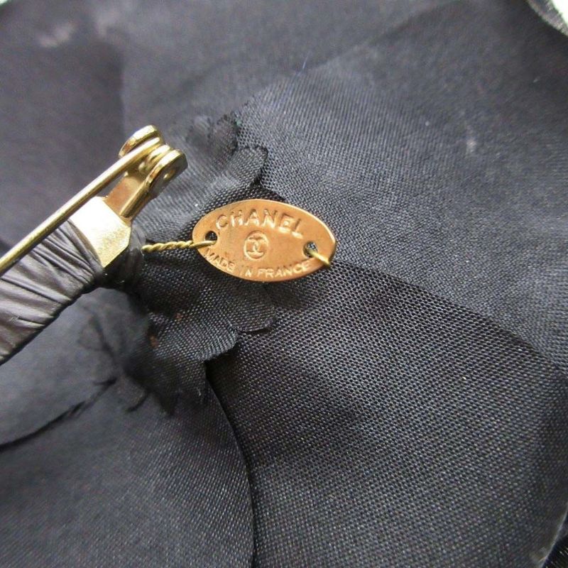 Chanel Camellia Corsage Pin Brooch Accessory Flower Motif Black Ladies Used
