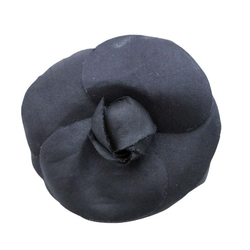 Chanel Camellia Corsage Pin Brooch Accessory Flower Motif Black Ladies Used