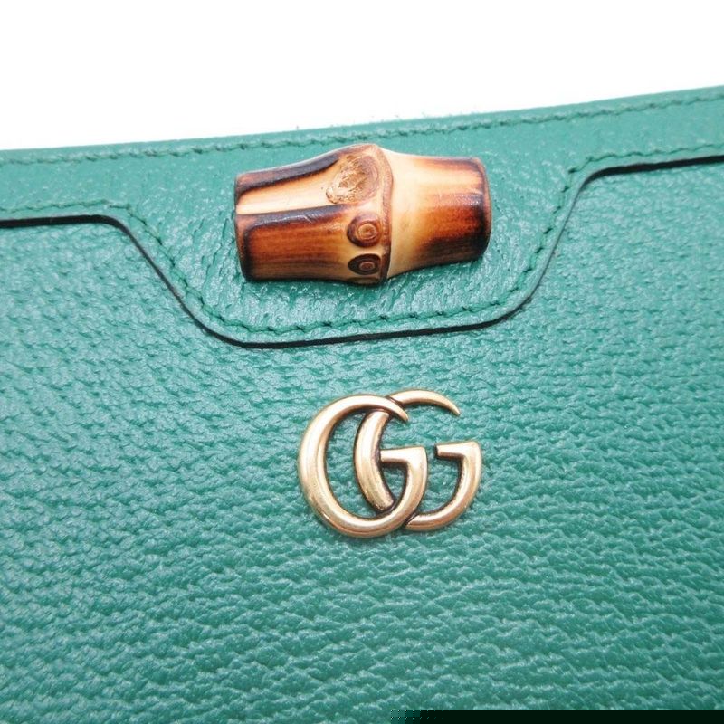 Gucci Double G Logo Bamboo Long Wallet Long Wallet Round Zipper With Coin Purse