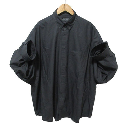 Cleaned Balenciaga 2024 Model Cotton Poplin Tuck Sleeve Shirt Blouse 834033 36