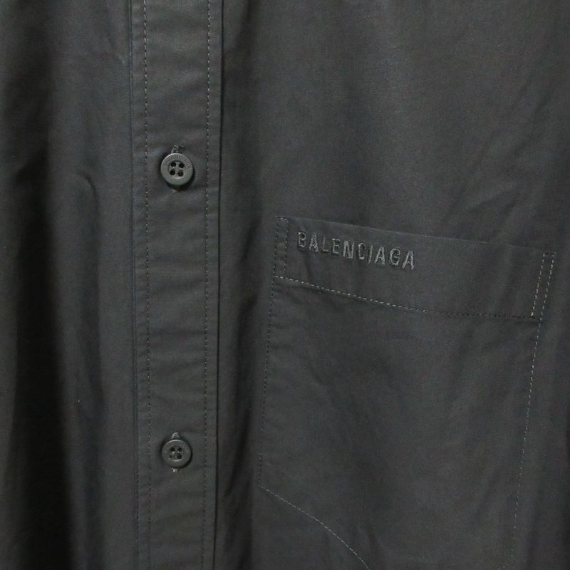 Cleaned Balenciaga 2024 Model Cotton Poplin Tuck Sleeve Shirt Blouse 834033 36