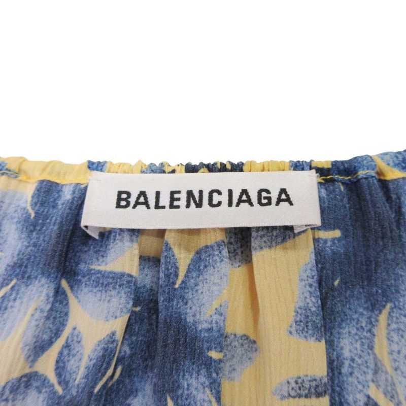 18ss Balenciaga Floral Silk Blouse Shirt Pullover Tops Long Sleeve Allover