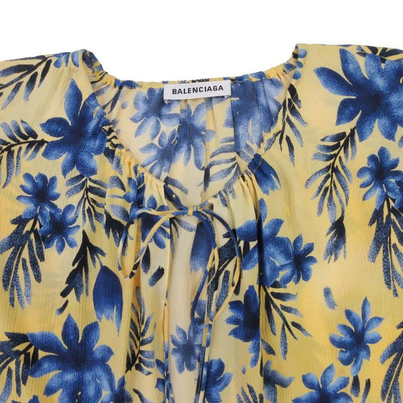 18ss Balenciaga Floral Silk Blouse Shirt Pullover Tops Long Sleeve Allover