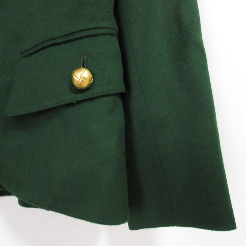 Hermes Vintage Gold Button Wool Jacket Size 40 Green Ladies