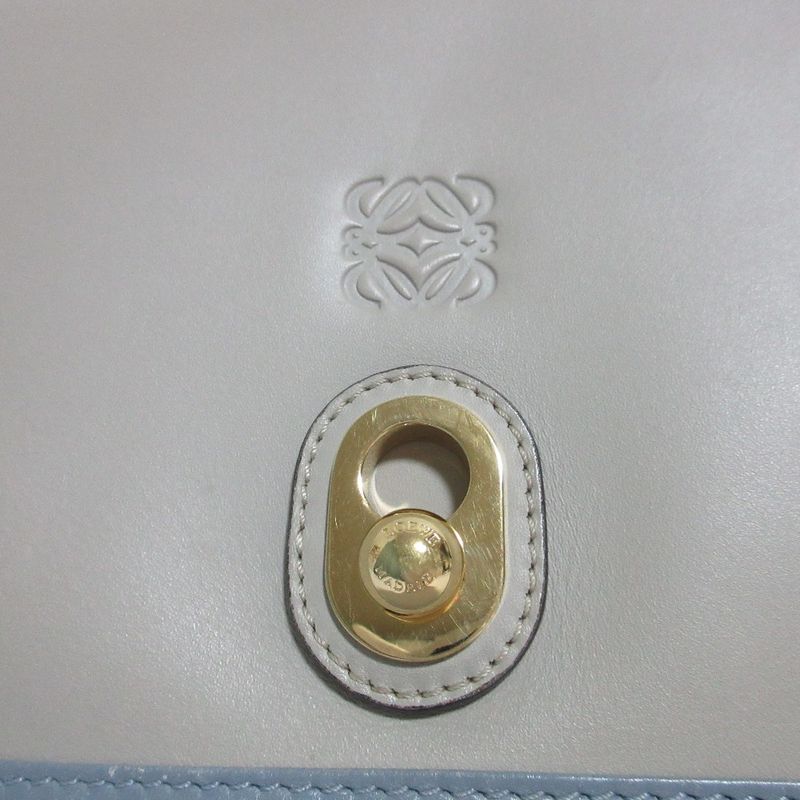 Good Loewe Ines Anagram Bicolor Leather Shoulder Bag 324.71h70 Beige Ladies Used