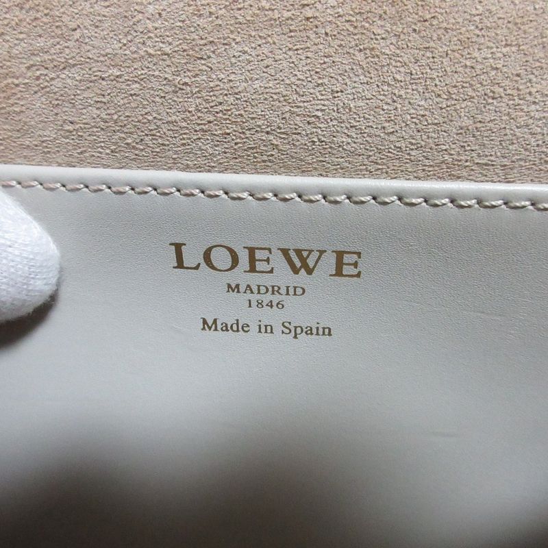 Good Loewe Ines Anagram Bicolor Leather Shoulder Bag 324.71h70 Beige Ladies Used