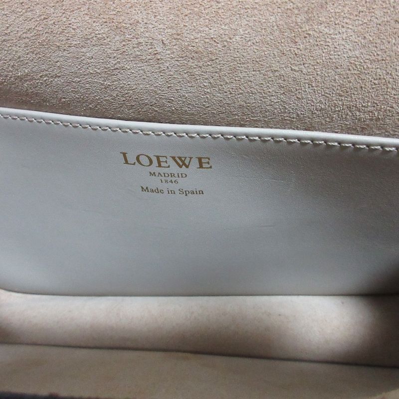 Good Loewe Ines Anagram Bicolor Leather Shoulder Bag 324.71h70 Beige Ladies Used