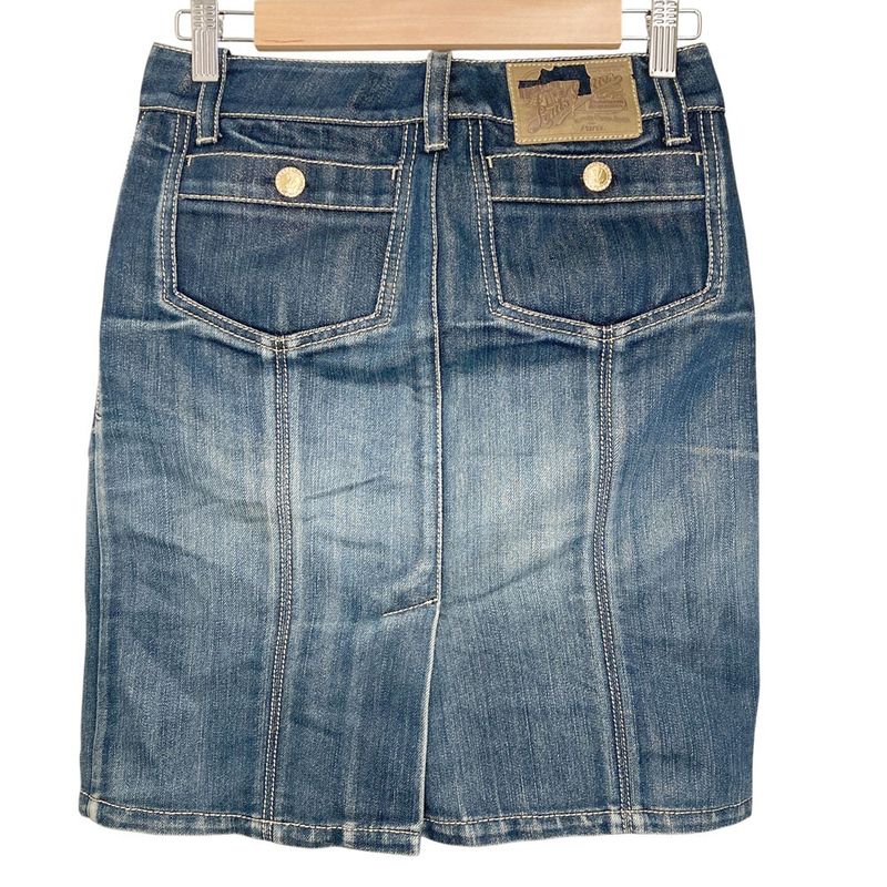 Good Louis Vuitton USED Processing Denim Tight Skirt Size 36 Indigo Ladies Used