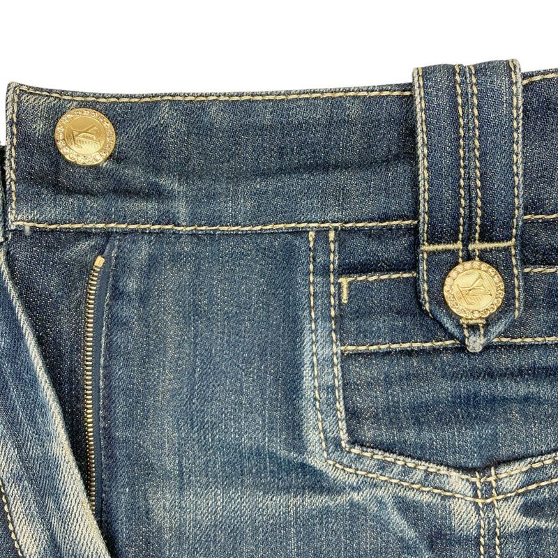 Good Louis Vuitton USED Processing Denim Tight Skirt Size 36 Indigo Ladies Used