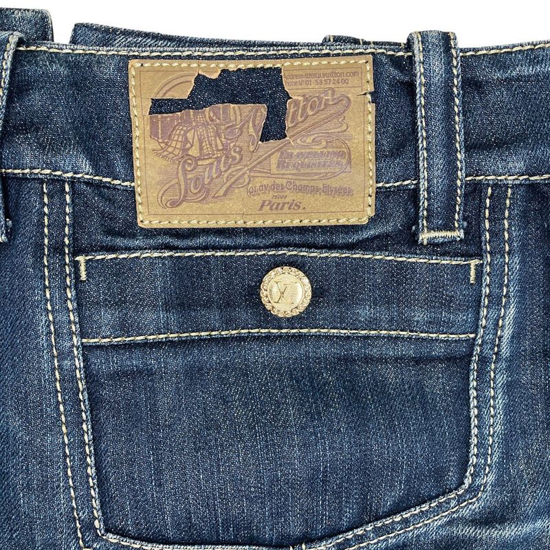 Good Louis Vuitton USED Processing Denim Tight Skirt Size 36 Indigo Ladies Used