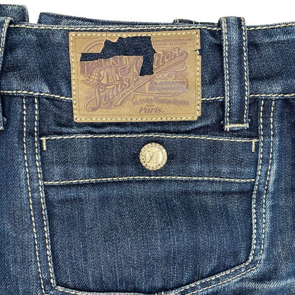 Good Louis Vuitton USED Processing Denim Tight Skirt Size 36 Indigo Ladies Used