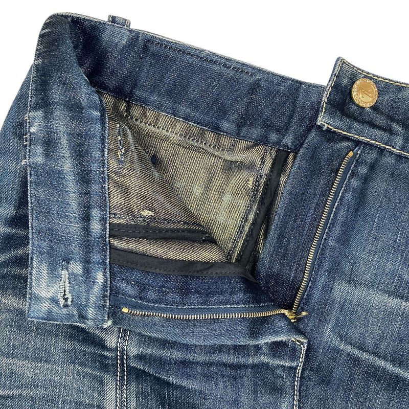 Good Louis Vuitton USED Processing Denim Tight Skirt Size 36 Indigo Ladies Used