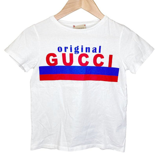 Good Quality Gucci Logo Print Crew Neck Short Sleeve T-shirt Cut And Sew Kids