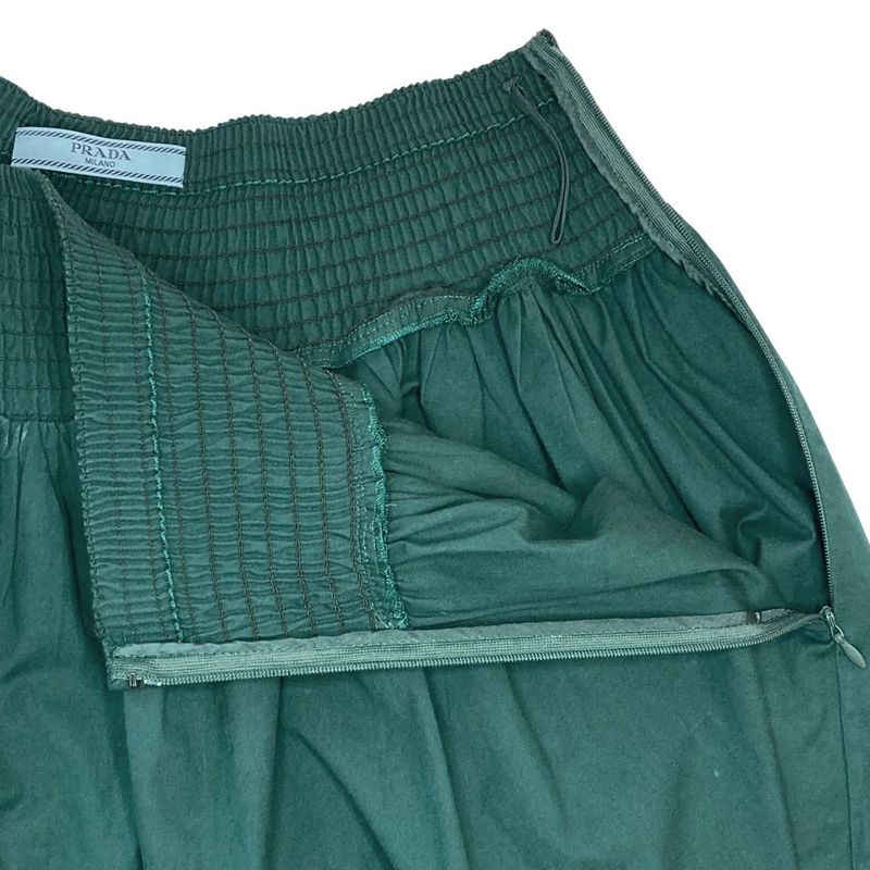 Good Prada Knee Length Easy Gathered Skirt Size 40S Green Ladies Used