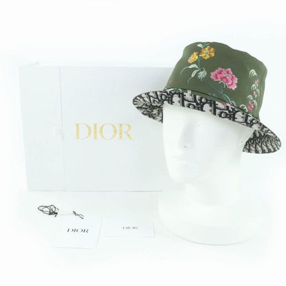 Christian Dior 32 Pfl923 I153 Teddy-d Oblique Reversible Bucket Hat Khaki 56 With