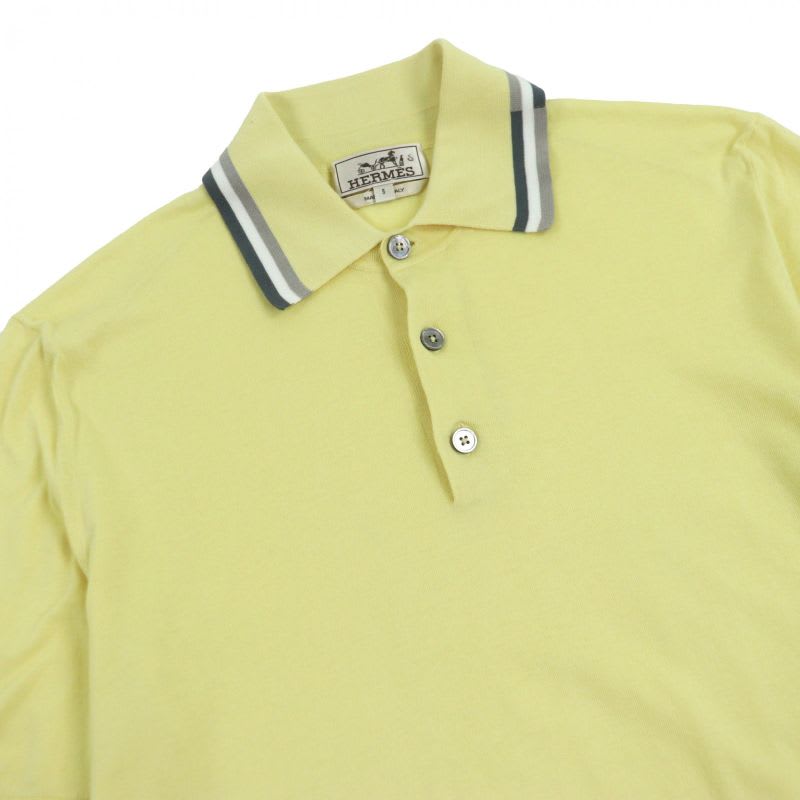Hermes 21 SS 100% Cotton Light Hand Short Sleeve Knit Polo Shirt Cut And Sewn
