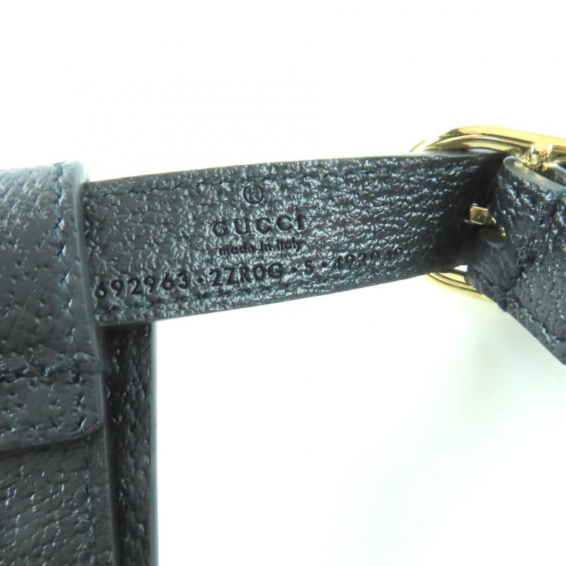 Gucci Leather Interlocking G Dog Torso Harness Black Gold Hardware S Box