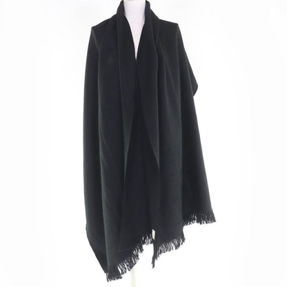 Gucci 100% Wool Logo Fringe Large Muffler Shawl Black 70 220 cm Scarf