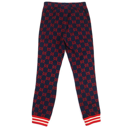 Gucci 100% Cotton GG Jacquard Track Pants Sweatpants Navy Red