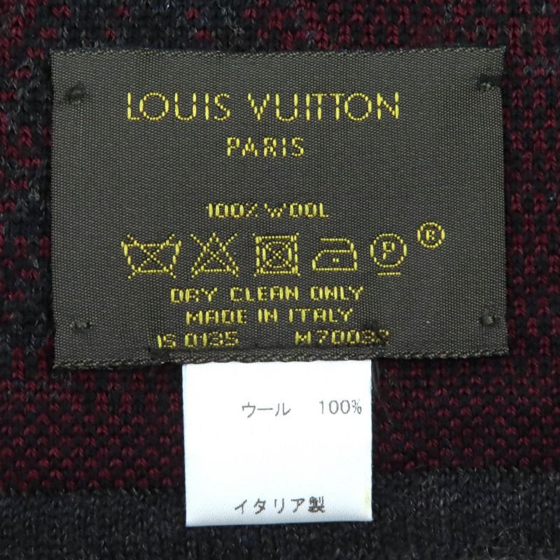 Louis Vuitton 2015 100% Wool Echarpe Triple V Muffler Dark Scarf