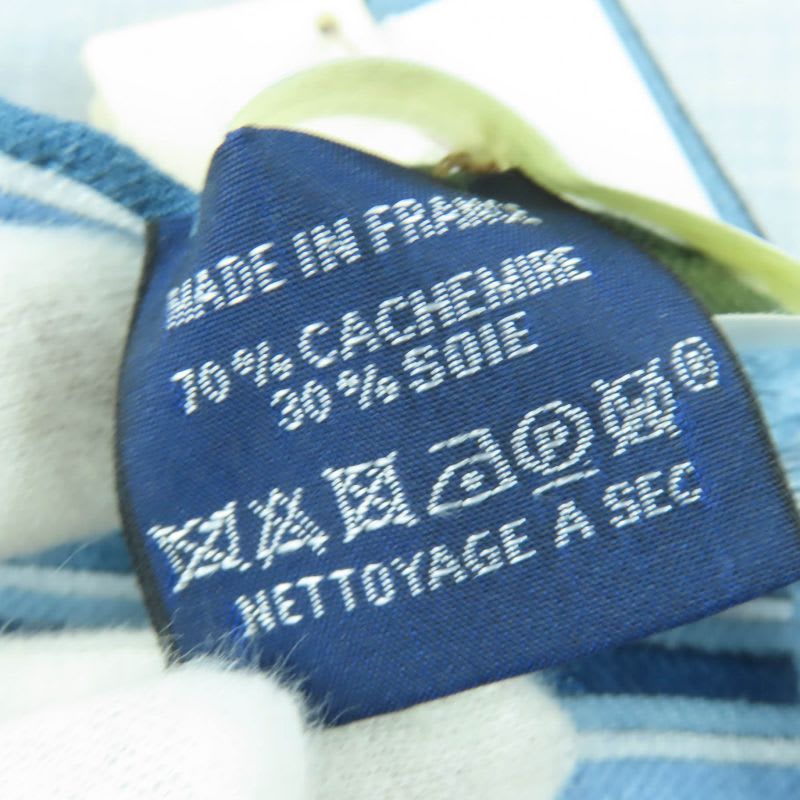 Hermes ET GRIS Rectangle Cashmere Silk Chine CIEL BLEU Shawl