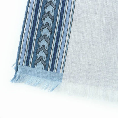 Hermes ET GRIS Rectangle Cashmere Silk Chine CIEL BLEU Shawl