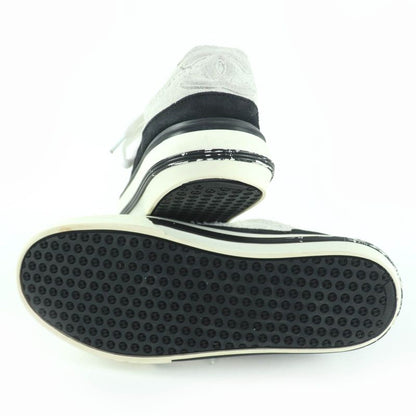 Chanel Coco Mark Lace Up Suede Leather Low-cut Sneakers White
