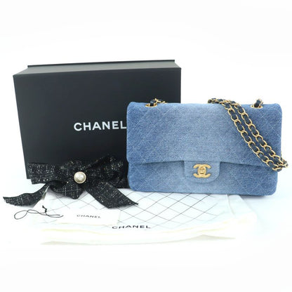 Chanel Chanel Quilted 25 Double Flap Serial Number Denim Gradation W Chain