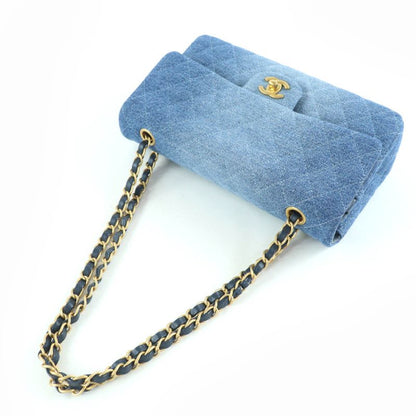 Chanel Chanel Quilted 25 Double Flap Serial Number Denim Gradation W Chain