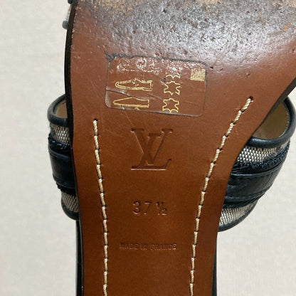 Louis Vuitton Monogram Mini Flower Double Belt Sandals Mule Size 37.5 24.5cm