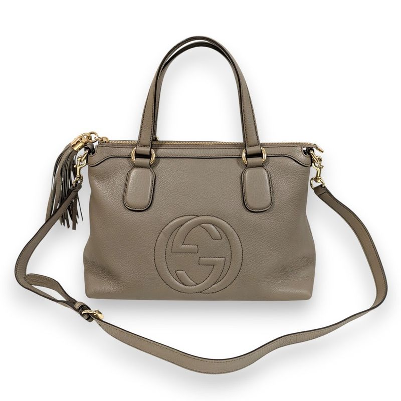 Gucci Soho Interlocking 2WAY Bag 308362 Greige Ladies Used