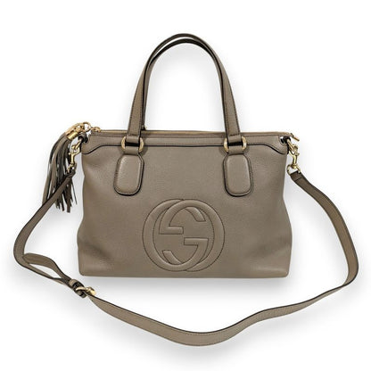 Gucci Soho Interlocking 2WAY Bag 308362 Greige Ladies Used