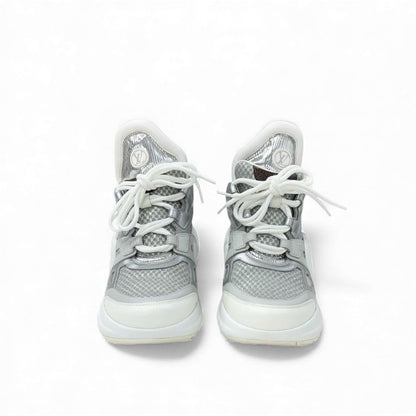 Louis Vuitton Arclight Line Monogram Sneakers Shoes Mesh Leather Suede Silver