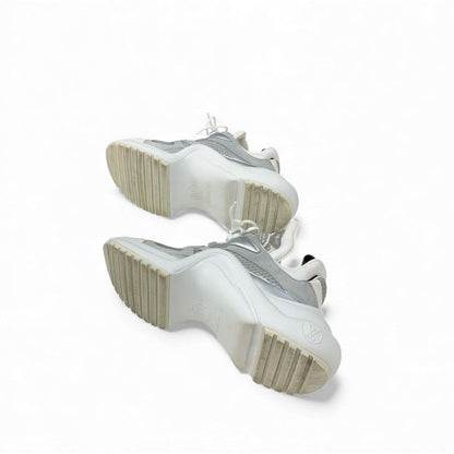 Louis Vuitton Arclight Line Monogram Sneakers Shoes Mesh Leather Suede Silver