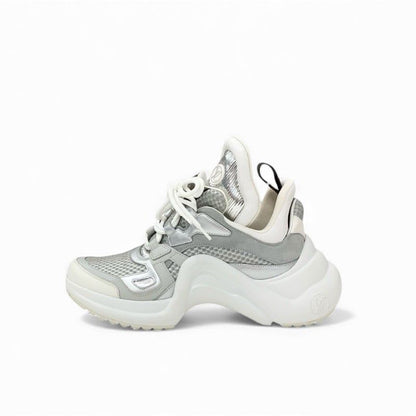 Louis Vuitton Arclight Line Monogram Sneakers Shoes Mesh Leather Suede Silver