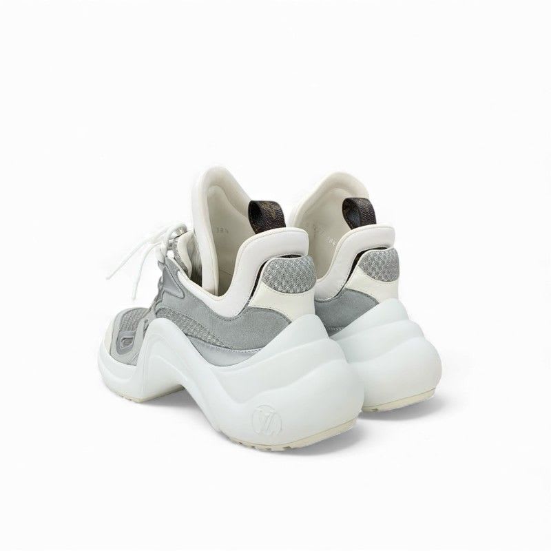 Louis Vuitton Arclight Line Monogram Sneakers Shoes Mesh Leather Suede Silver