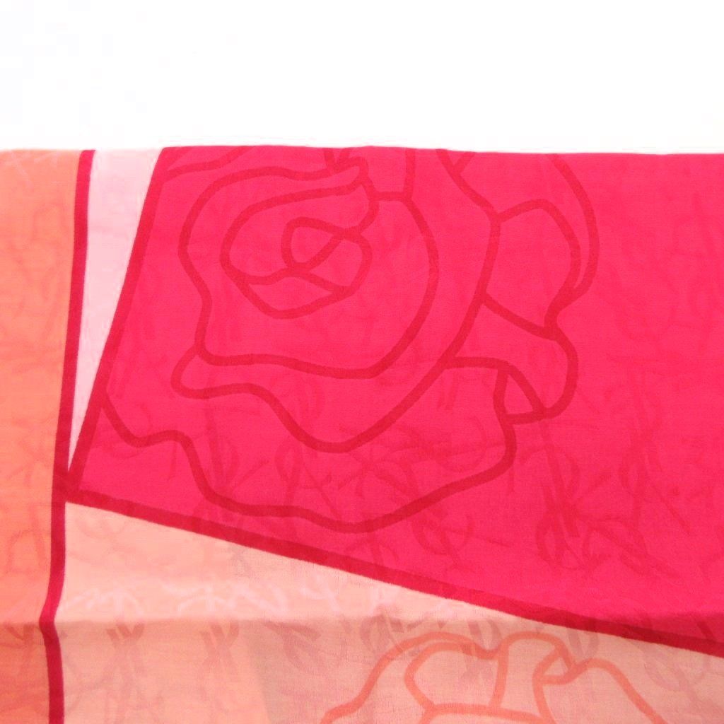 YVES SAINT LAURENT Tagged Scarf Silk Pink Logo Print /FF