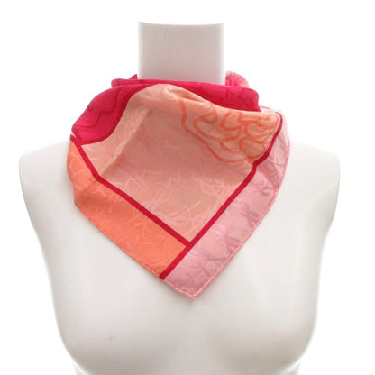 YVES SAINT LAURENT Tagged Scarf Silk Pink Logo Print /FF