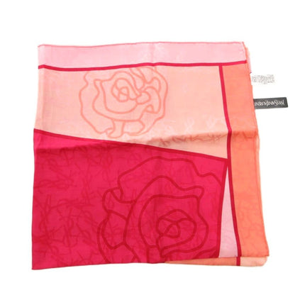 YVES SAINT LAURENT Tagged Scarf Silk Pink Logo Print /FF