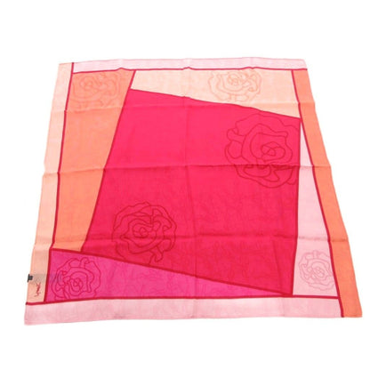 YVES SAINT LAURENT Tagged Scarf Silk Pink Logo Print /FF