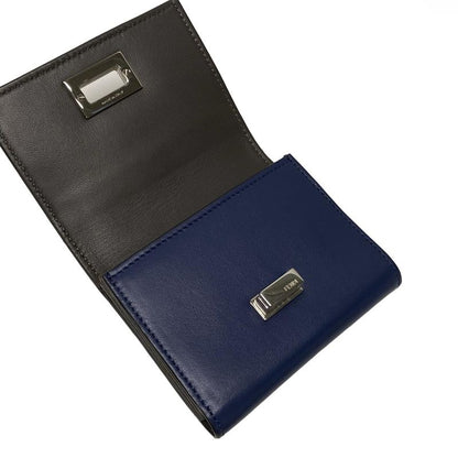 Fendi Card Case Peekaboo 8m0373 Navy Leather
