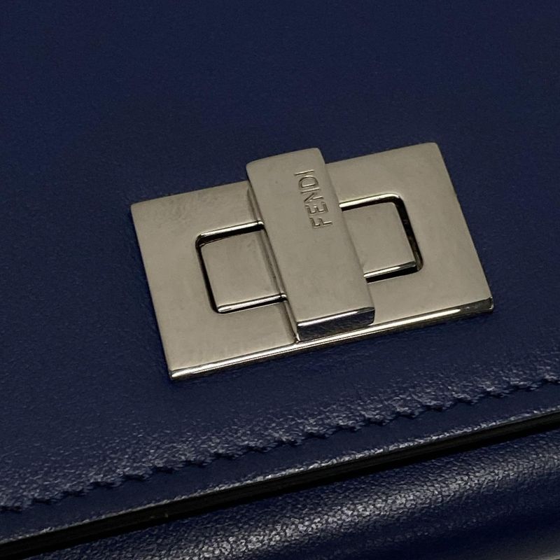 Fendi Card Case Peekaboo 8m0373 Navy Leather