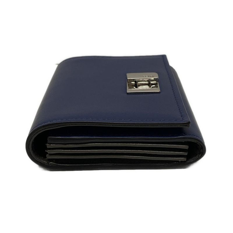 Fendi Card Case Peekaboo 8m0373 Navy Leather