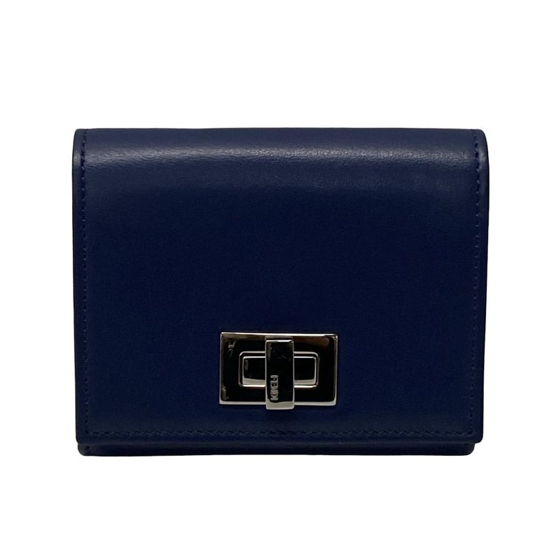 Fendi Card Case Peekaboo 8m0373 Navy Leather