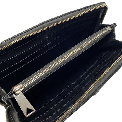 Bottega Veneta Long Wallet Cassette Zip Around Wallet Black Round Zipper Leather