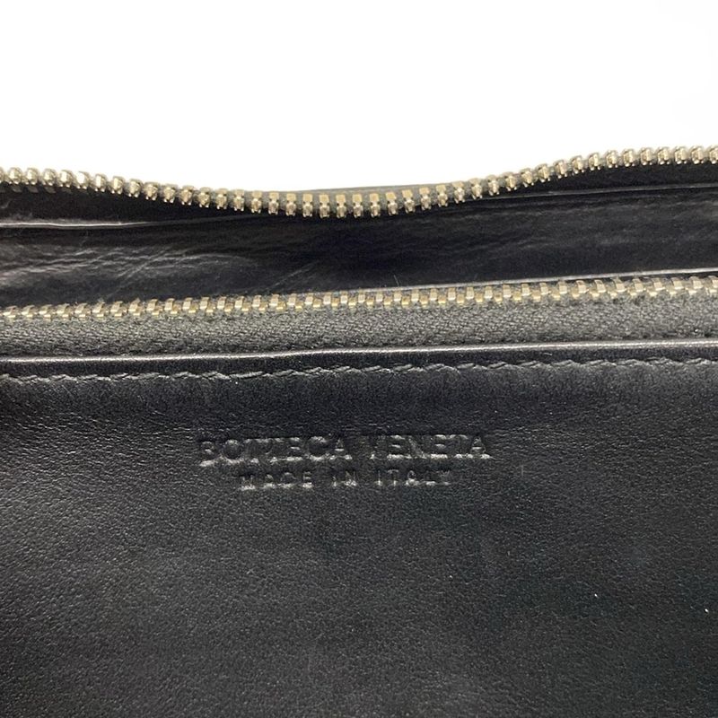 Bottega Veneta Long Wallet Cassette Zip Around Wallet Black Round Zipper Leather