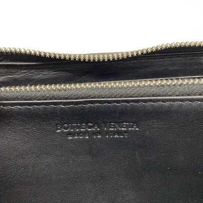 Bottega Veneta Long Wallet Cassette Zip Around Wallet Black Round Zipper Leather